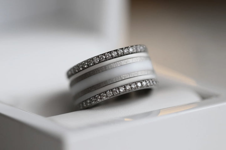 🤍 Anneau (pack de 2 minis) en argent 925 "White" finition blanche pour bague mood interchangeable