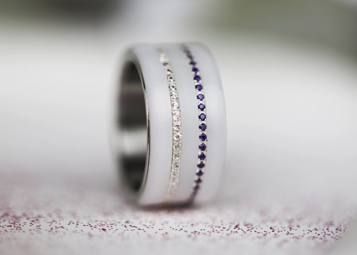 🧏🏻‍♀️  Set of 2 mini addons "Soraura" in 925 silver set with purple zircons 💜