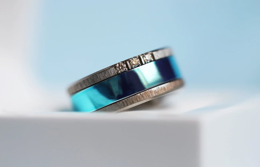🩵 Inner ring (2/3 addon) in 925 silver "Sky" polished sky blue finish for interchangeable mood ring