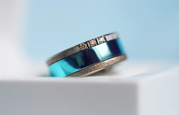 🩵 Inner ring (2/3 addon) in 925 silver "Sky" polished sky blue finish for interchangeable mood ring