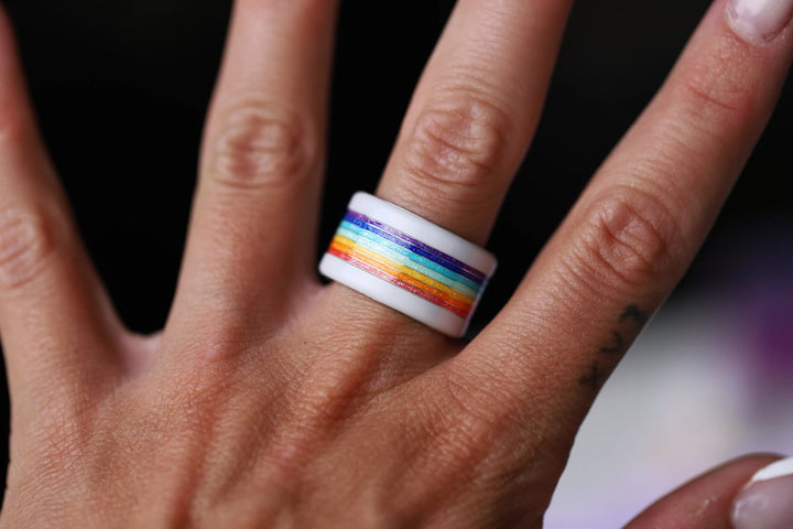 Rainbow Glow 🌈 inner ring (addon) in 925 silver with rainbow colored coating - glitter