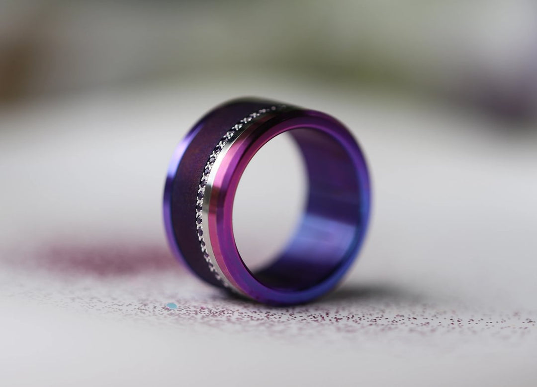 🧏🏻‍♀️  Set of 2 mini addons "Soraura" in 925 silver set with purple zircons 💜