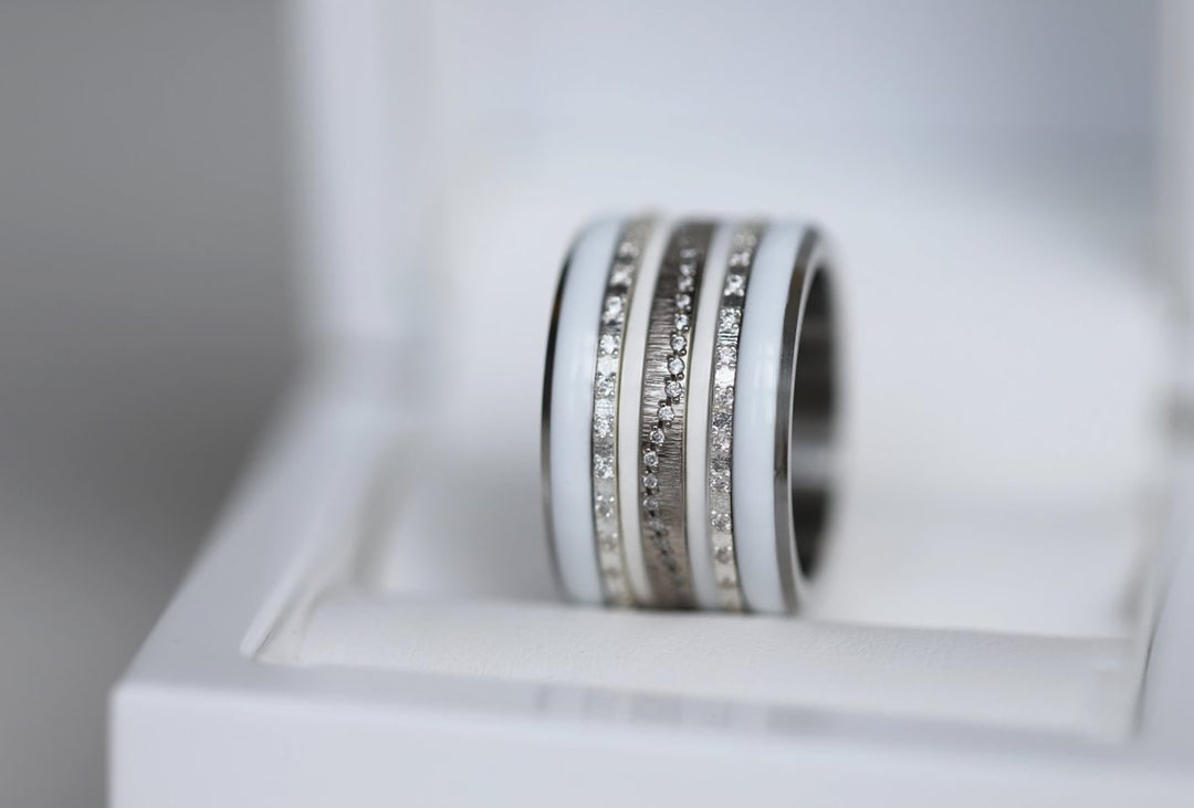🤍 Anneau (pack de 2 minis) en argent 925 "White" finition blanche pour bague mood interchangeable