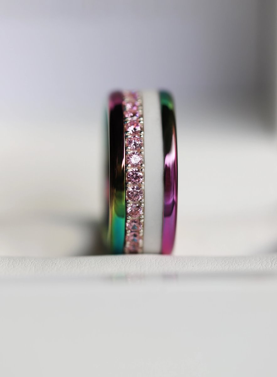 Base extra small arrondie polie "Rainbow" en acier inoxydable pour bague mood interchangeable