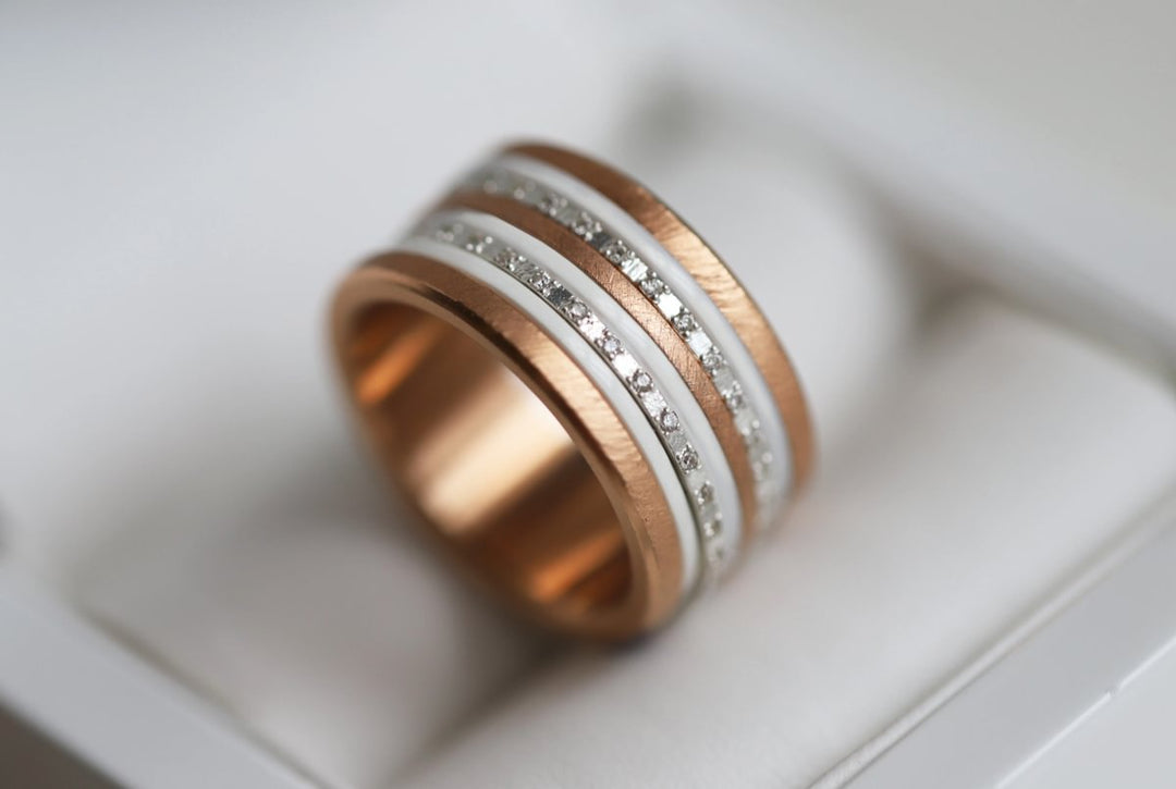 🤍 Anneau (pack de 2 minis) en argent 925 "White" finition blanche pour bague mood interchangeable