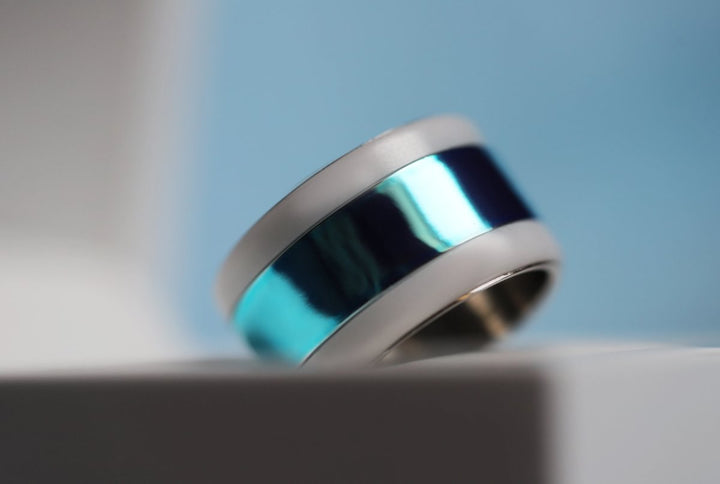 🩵 Inner ring (addon) in 925 silver "Sky" polished sky blue finish for interchangeable mood ring