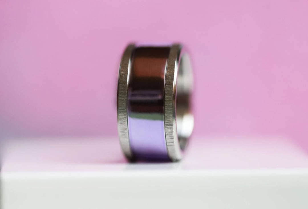 💜 Anneau (addon) en argent 925 "Lila" finition violet  pour bague mood interchangeable
