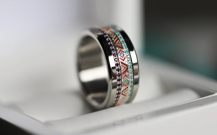 Nahual Innenring (Medium Addon) aus 925er Silber mit Emaillebeschichtung