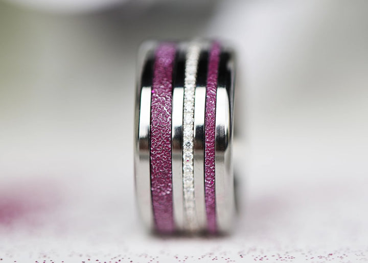 🍇 Set von 2 Innenringe (Mini Addons) aus 925er Silber "Cassis" glitter purple Ausführung für den auswechselbaren mood Ring