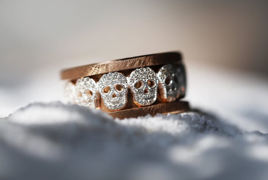 💀 Anneau (addon) en argent 925 "Ossia" serti de zircons pour bague mood interchangeable