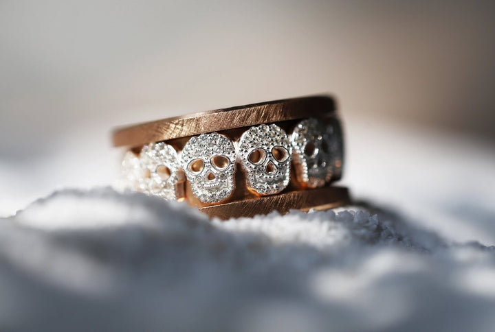 💀 Anneau (addon) en argent 925 "Ossia" serti de zircons pour bague mood interchangeable