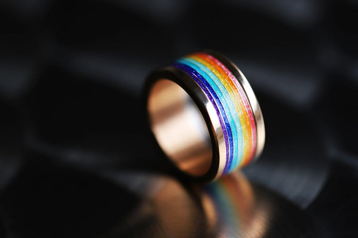 Rainbow Glow 🌈 inner ring (addon) in 925 silver with rainbow colored coating - glitter