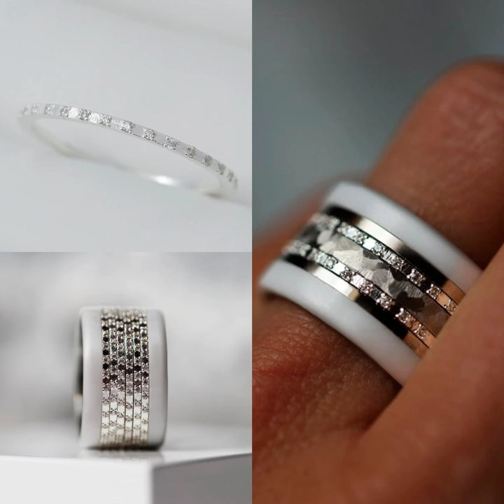 💍 Set of mini addons "Éclipse" in 925 silver set with zircons