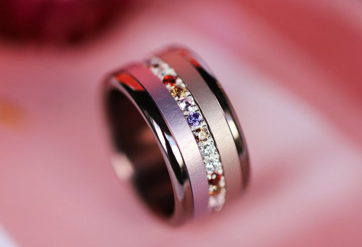 Inner ring (medium addon) "Autumn aura" in 925 silver set with autumn-colored zircons