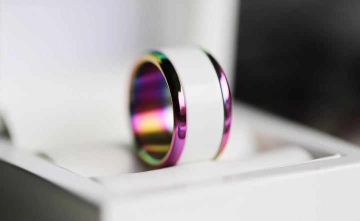 Base small arrondie polie "Rainbow" en acier inoxydable pour bague mood interchangeable