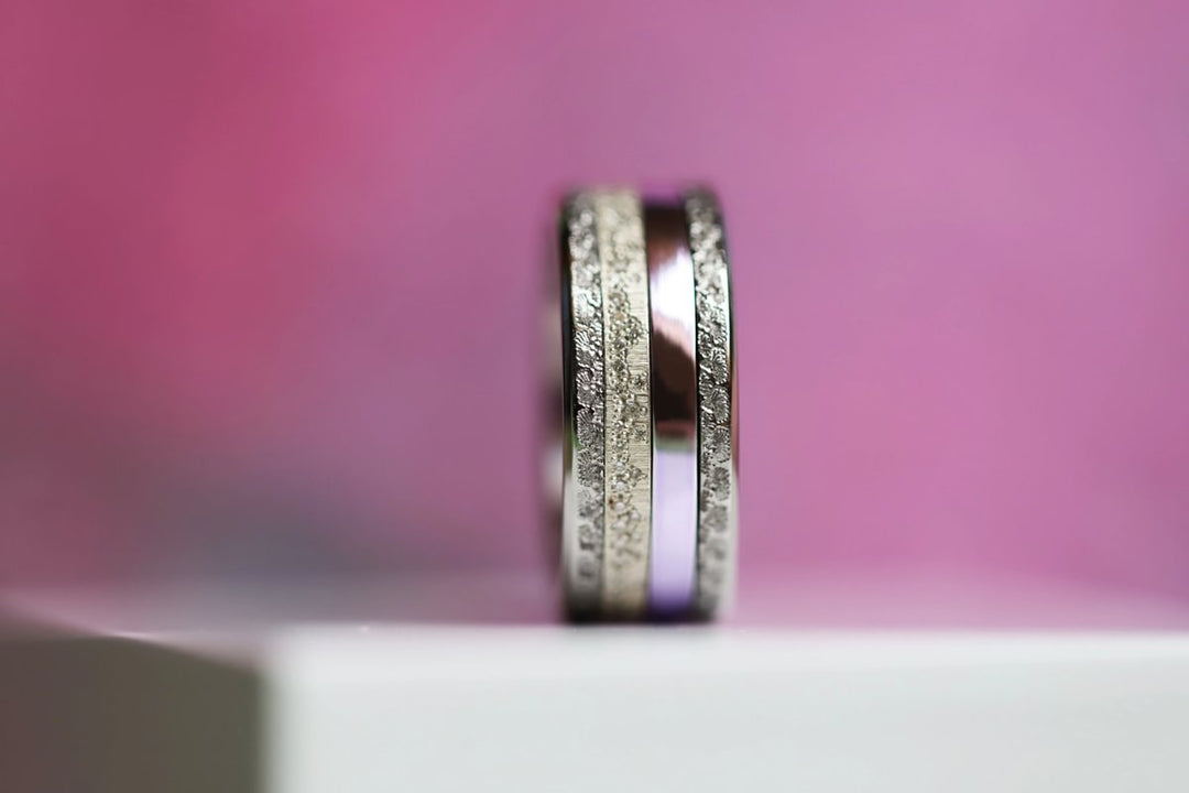 💜 Anneau (medium) en argent 925 "Lila" finition violet  pour bague mood interchangeable