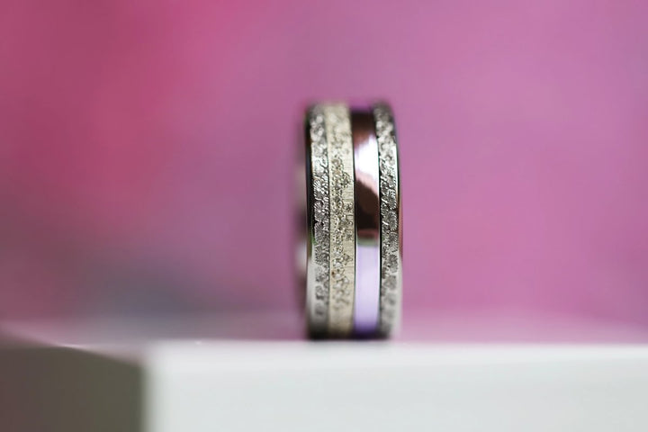 💜 Anneau (medium) en argent 925 "Lila" finition violet  pour bague mood interchangeable