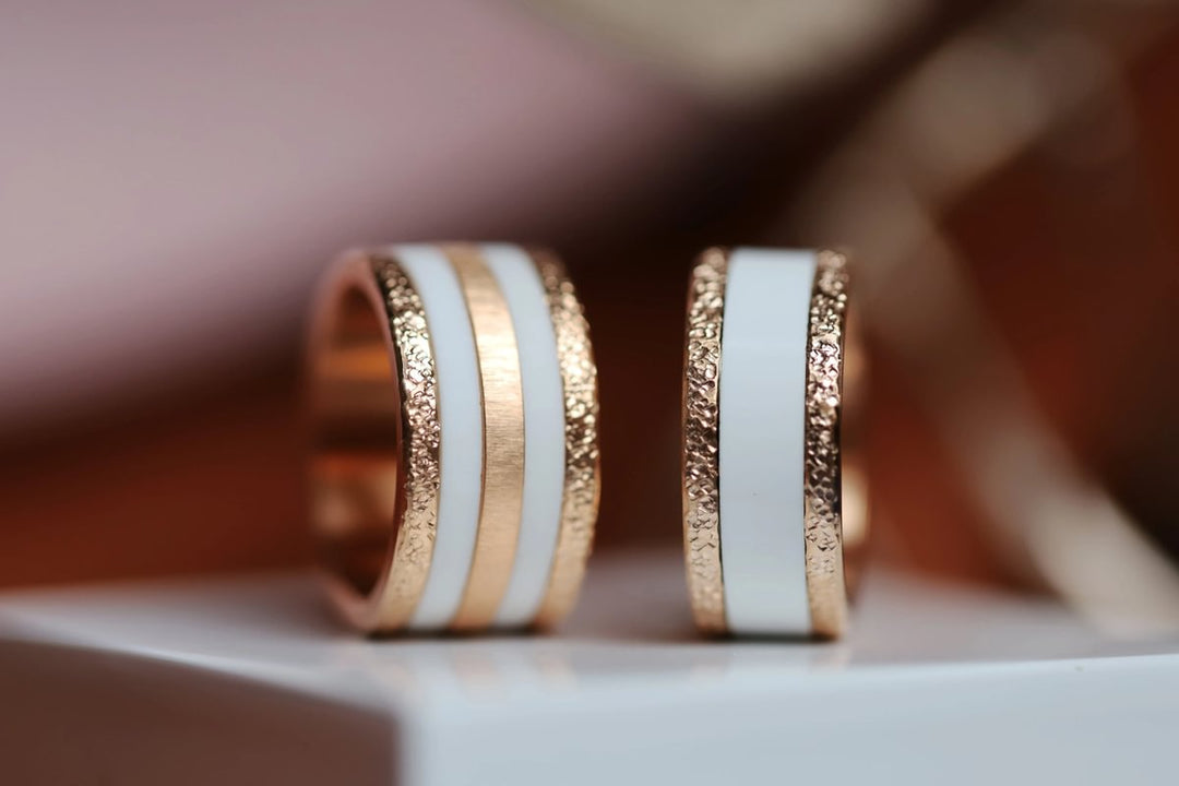 Base small "Rock" en acier rose gold inoxydable pour bague mood interchangeable, Edition collector numérotée de 1 à 100