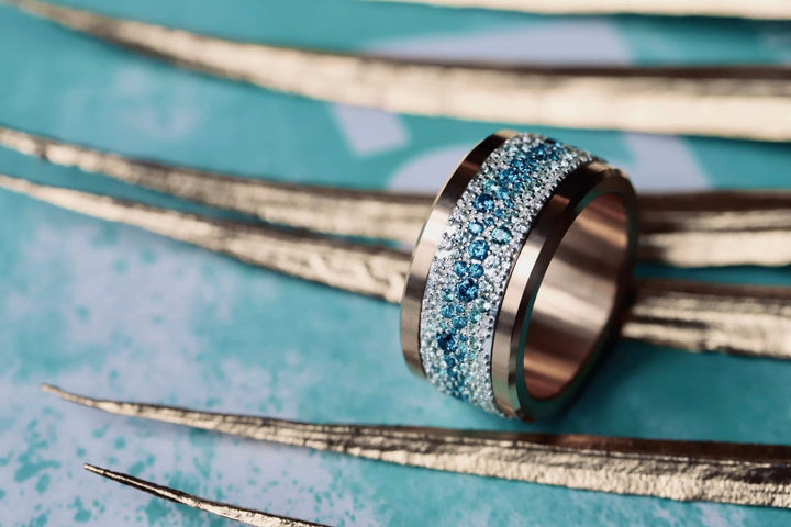 Anneau (addon) en argent Summer entièrement serti de zircons pour bague mood interchangeable