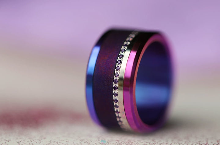 🧏🏻‍♀️  Set of 2 mini addons "Soraura" in 925 silver set with purple zircons 💜
