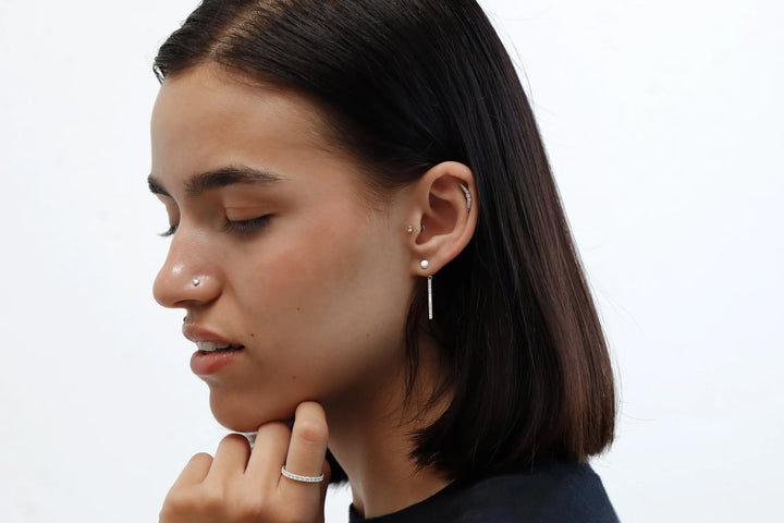 "Clip & Drop Authentische Aura" mood aus 925er Silber mit Zirkonia Steine besetzt (Auswechselbarer Ohrschmuck)