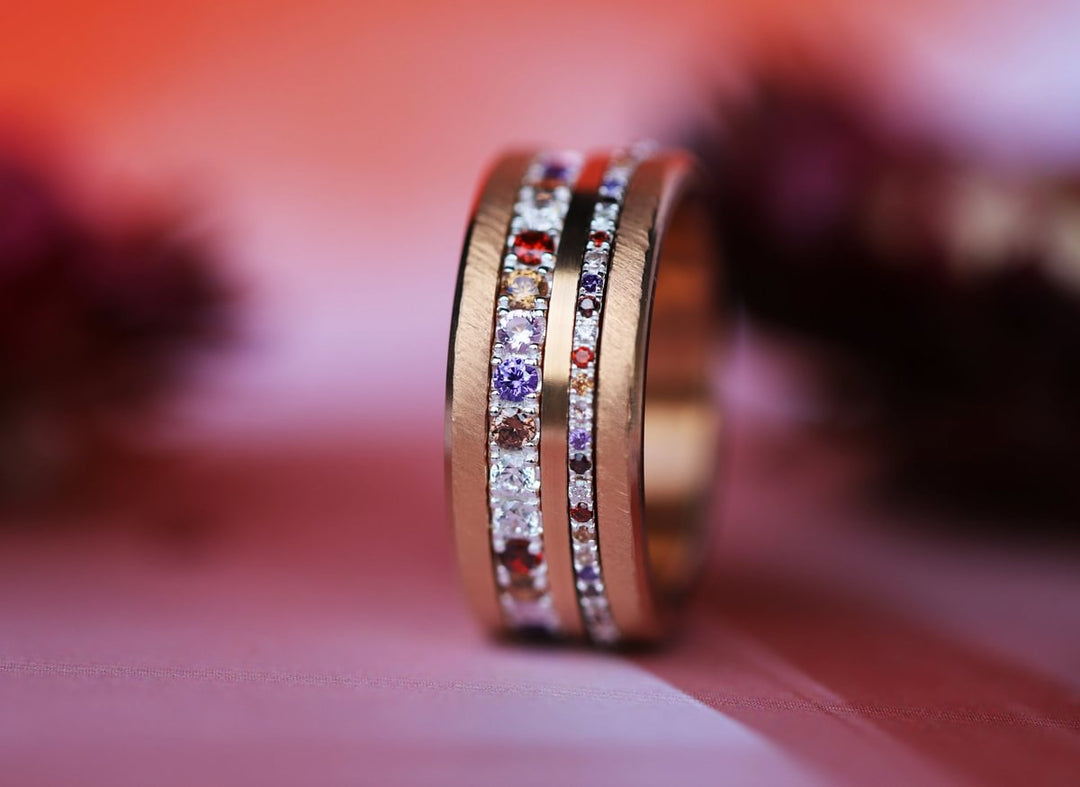 Inner ring (medium addon) "Autumn aura" in 925 silver set with autumn-colored zircons