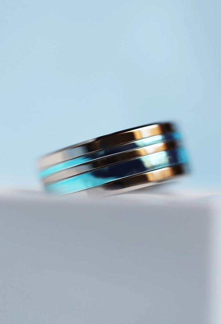 🩵 Innenring (Medium Addon) aus 925er Silber "Sky" polierte himmelblaue Ausführung für den auswechselbaren mood Ring