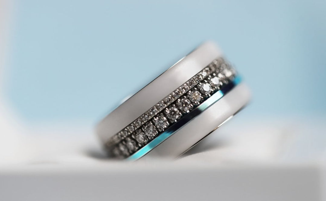🩵 Pack de 2 anneaux (Addon Mini) en argent 925 "Sky" finition bleu ciel poli pour bague mood interchangeable