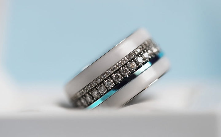 🩵 Pack de 2 anneaux (Addon Mini) en argent 925 "Sky" finition bleu ciel poli pour bague mood interchangeable