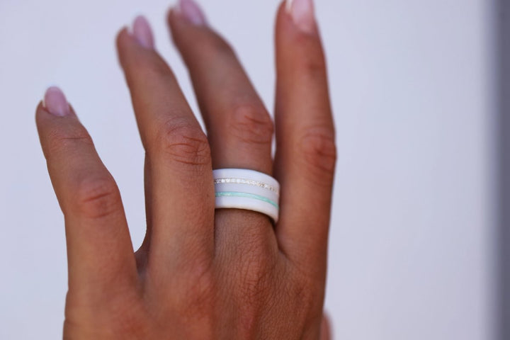 Aqua Glow 🐳 Pack de 2 minis en argent 925 avec un revêtement en émail turquoise - paillettes