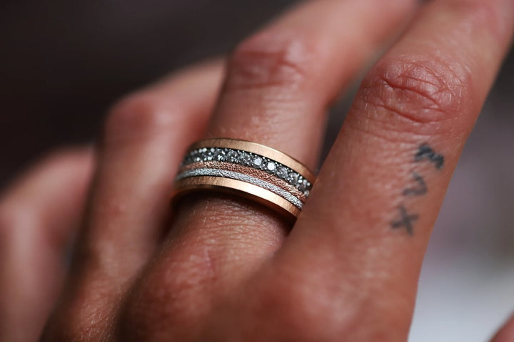 Set von 2 Innenringe (Mini Addons) aus 925er Silber "Ewiger Schnee" Glitter Ausführung  für auswechselbaren mood Ring