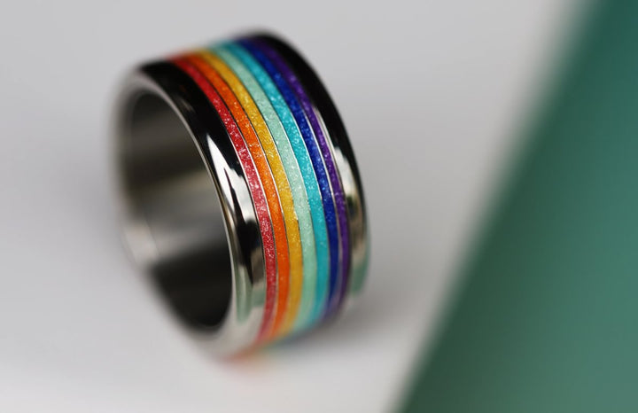Rainbow Glow 🌈 inner ring (addon) in 925 silver with rainbow colored coating - glitter