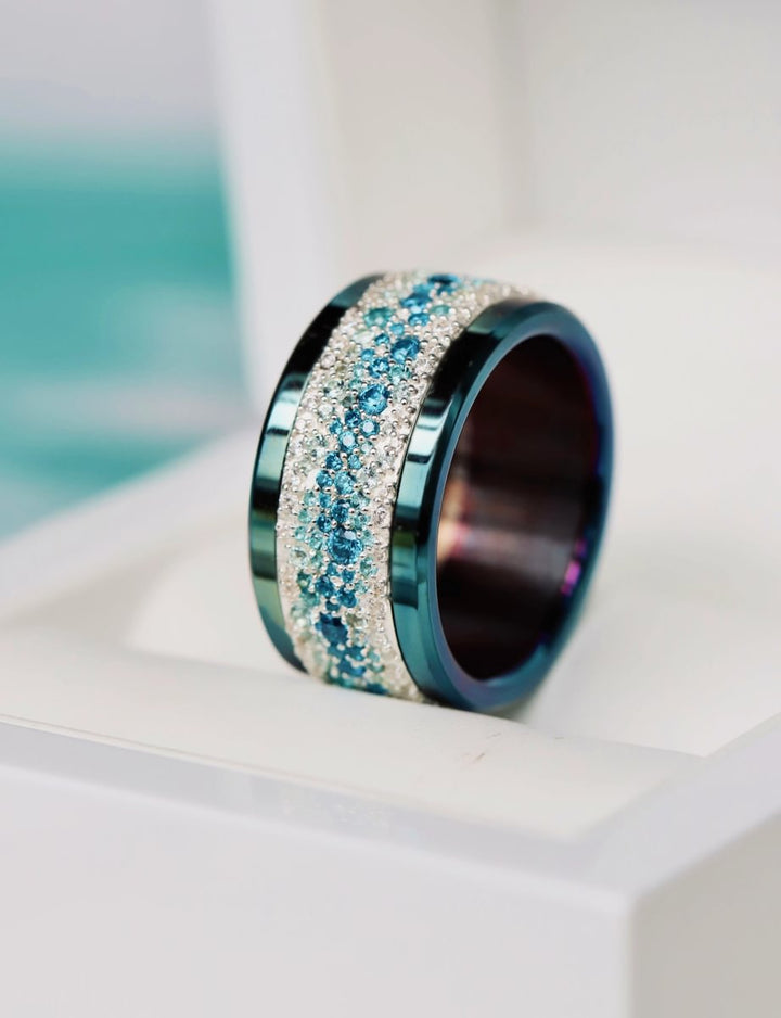 Anneau (addon) en argent Summer entièrement serti de zircons pour bague mood interchangeable