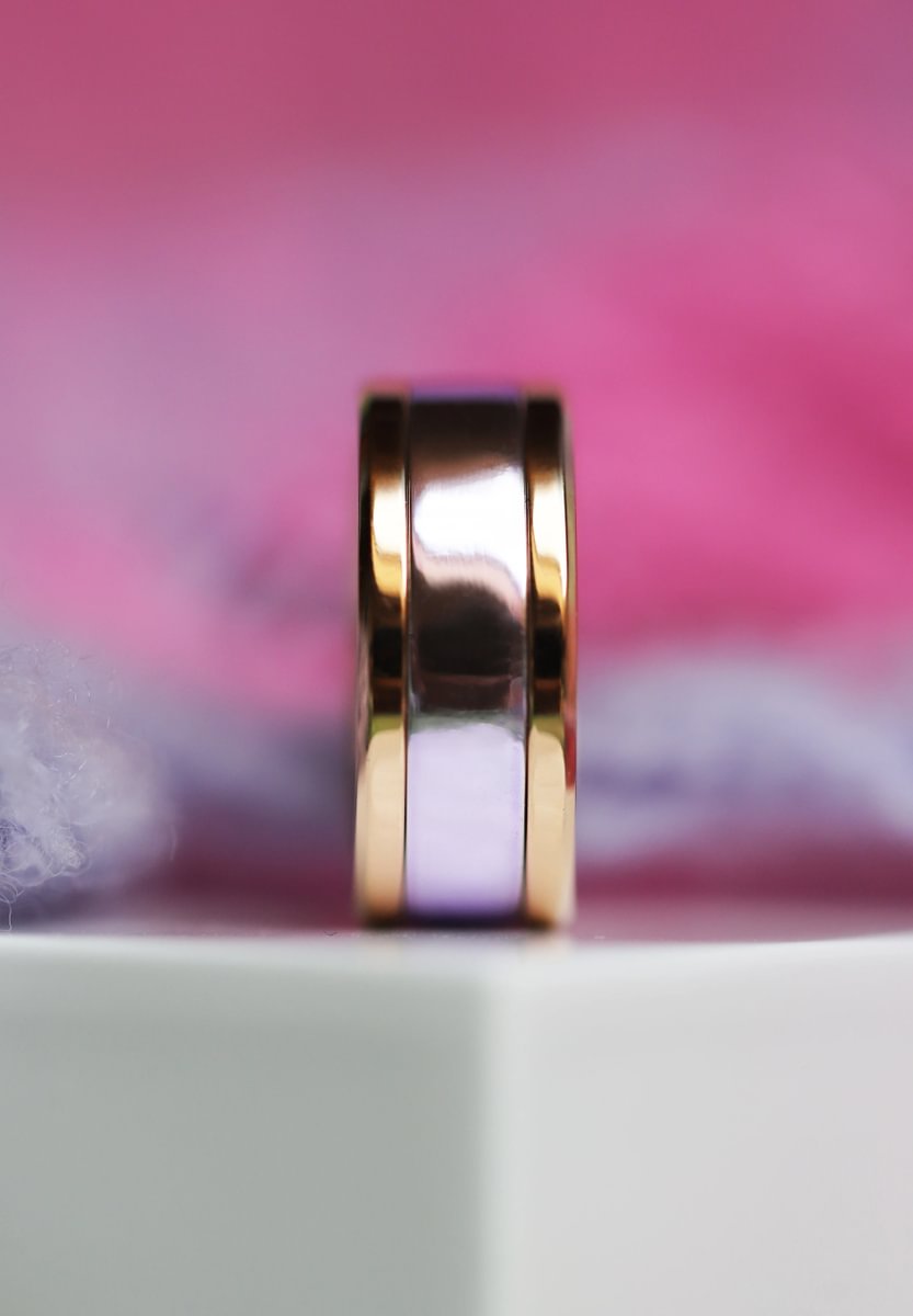 💜 Anneau (deux tiers) en argent 925 "Lila" finition violet  pour bague mood interchangeable