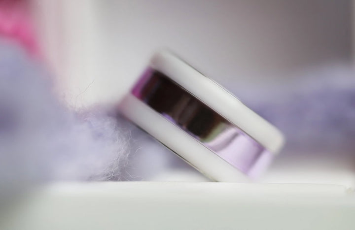 💜 Anneau (deux tiers) en argent 925 "Lila" finition violet  pour bague mood interchangeable