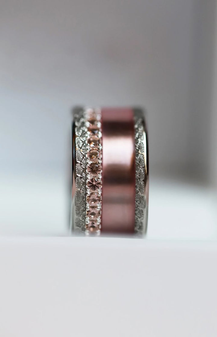 💍 Innenring (Medium Addon) "Aura Kabricot" aus 925er Silber mit apricotfarbenem Zirkonia Steine besetzt serti de zircons abricots