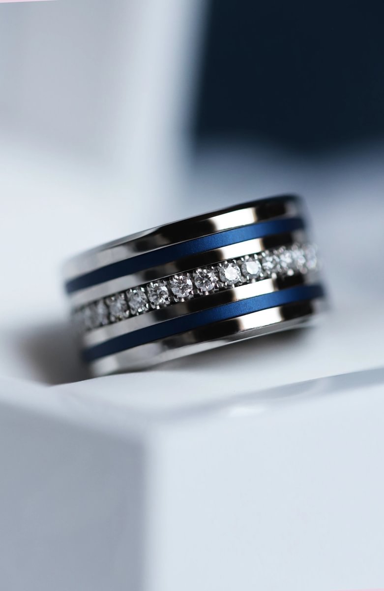 🧿 Pack de 2 minis en aluminium bleu marine,  pour bague mood interchangeable