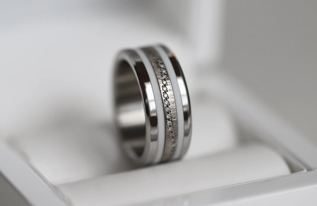 🤍 Anneau (pack de 2 minis) en argent 925 "White" finition blanche pour bague mood interchangeable