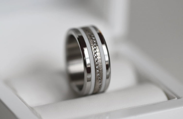 🤍 Anneau (pack de 2 minis) en argent 925 "White" finition blanche pour bague mood interchangeable