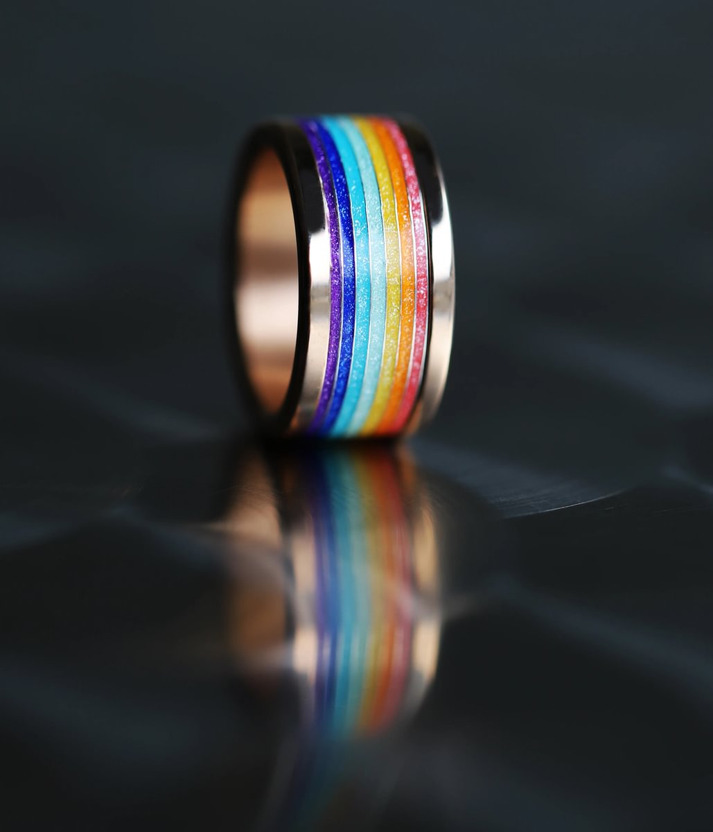 Rainbow Glow 🌈 inner ring (addon) in 925 silver with rainbow colored coating - glitter