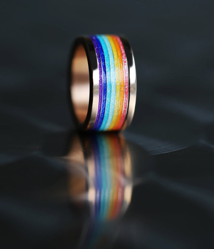 Rainbow Glow 🌈 inner ring (addon) in 925 silver with rainbow colored coating - glitter