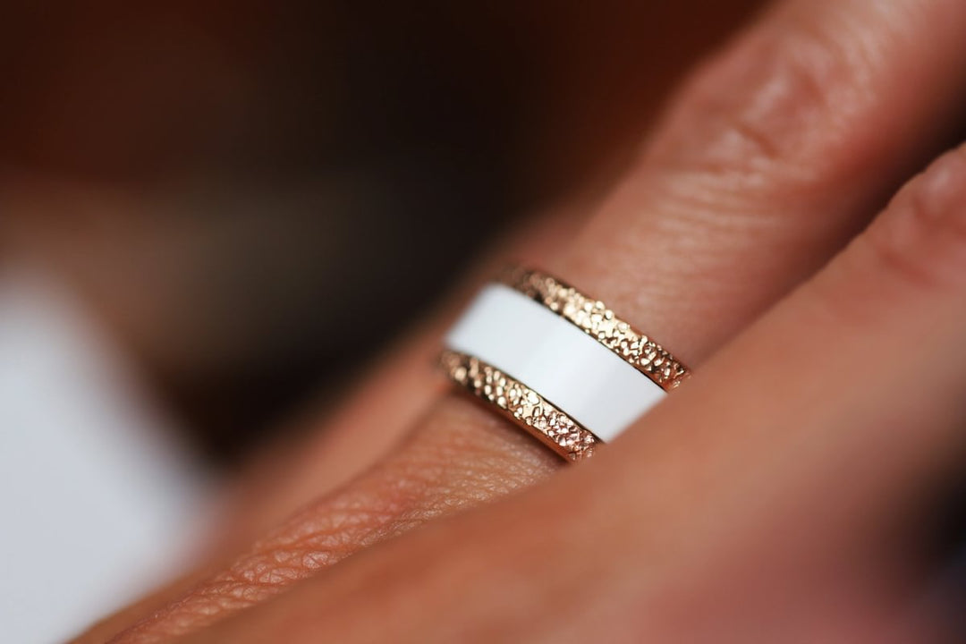 Base extra small "Rock" en acier rose gold inoxydable pour bague mood interchangeable, Edition collector numérotée de 1 à 100