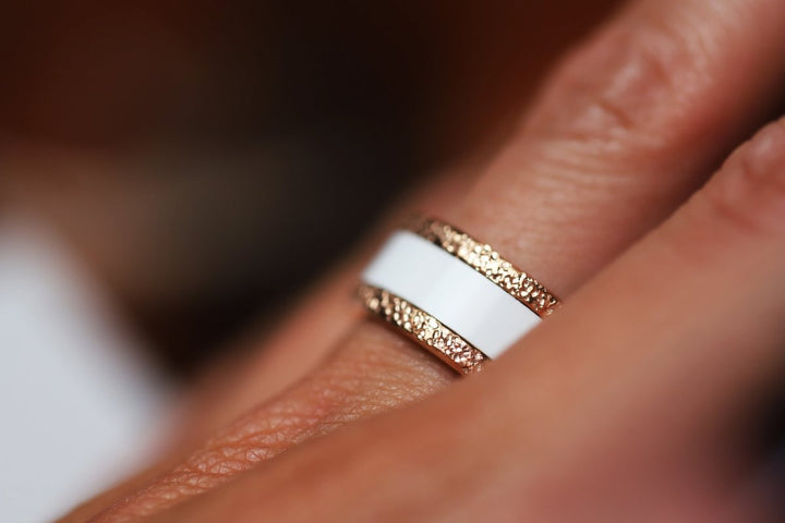 Base extra small "Rock" en acier rose gold inoxydable pour bague mood interchangeable, Edition collector numérotée de 1 à 100