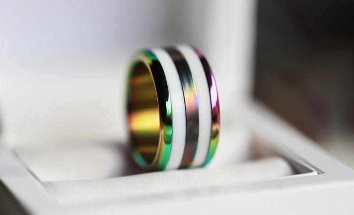 Base small arrondie polie "Rainbow" en acier inoxydable pour bague mood interchangeable