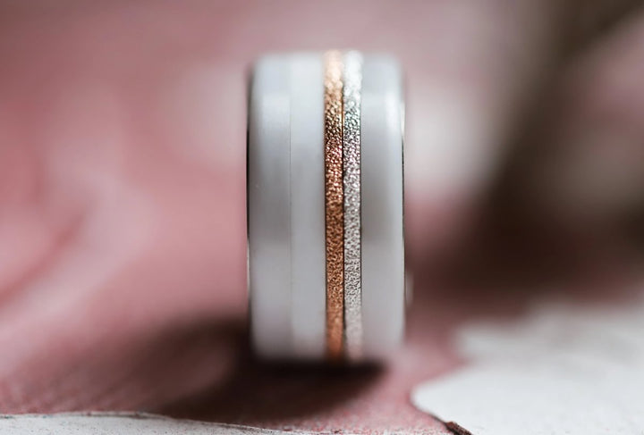 Set von 2 Innenringe (Mini Addons) aus 925er Silber "Ewiger Schnee" Glitter Ausführung  für auswechselbaren mood Ring