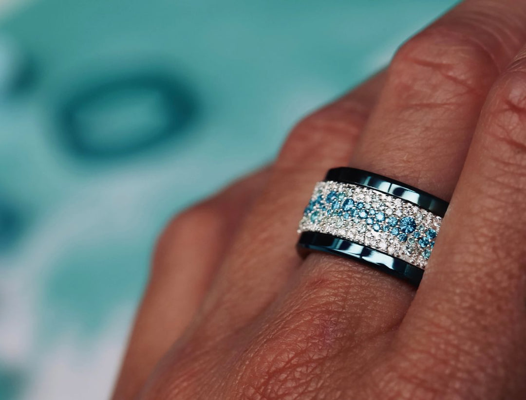 Anneau (addon) en argent Summer entièrement serti de zircons pour bague mood interchangeable