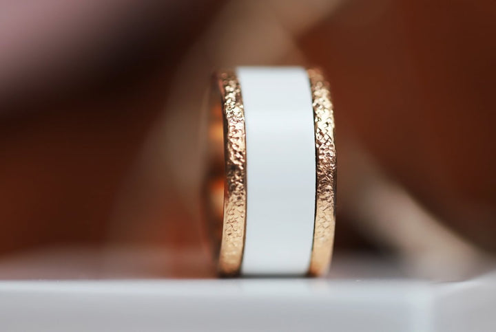 Base small "Rock" en acier rose gold inoxydable pour bague mood interchangeable, Edition collector numérotée de 1 à 100