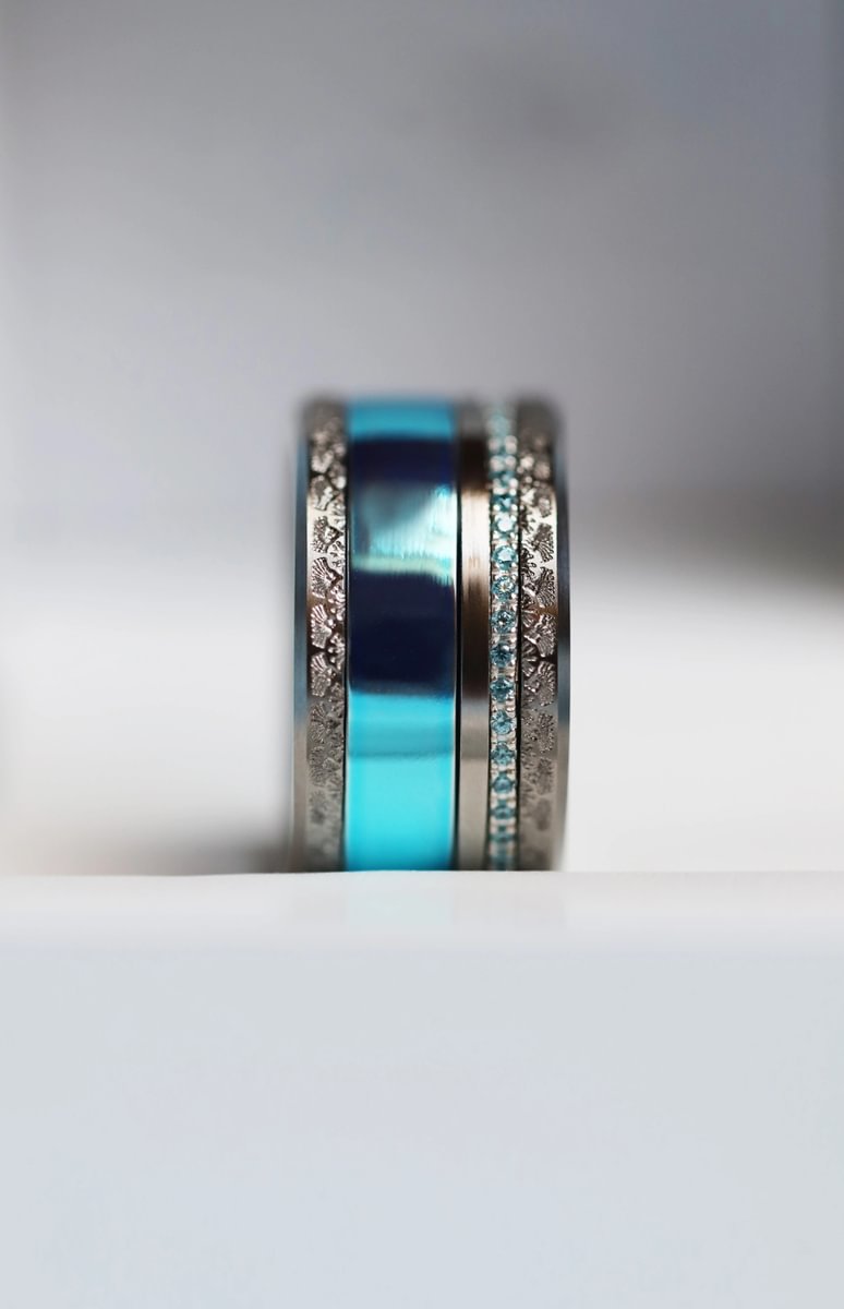 🩵 Inner ring (2/3 addon) in 925 silver "Sky" polished sky blue finish for interchangeable mood ring