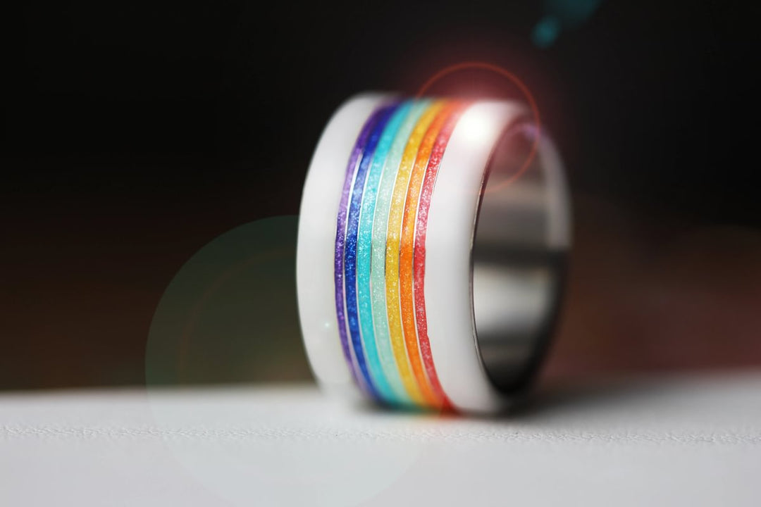 Rainbow Glow 🌈 inner ring (addon) in 925 silver with rainbow colored coating - glitter