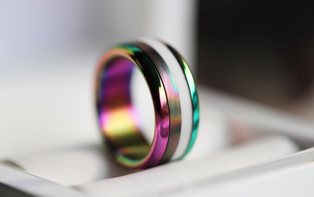 Base extra small arrondie polie "Rainbow" en acier inoxydable pour bague mood interchangeable